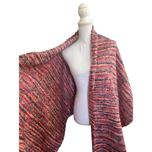 FREE PEOPLE BLANKET SCARF Orange Burgundy Oversized Art To Wear NWOT #5248 - Picture 5 of 10